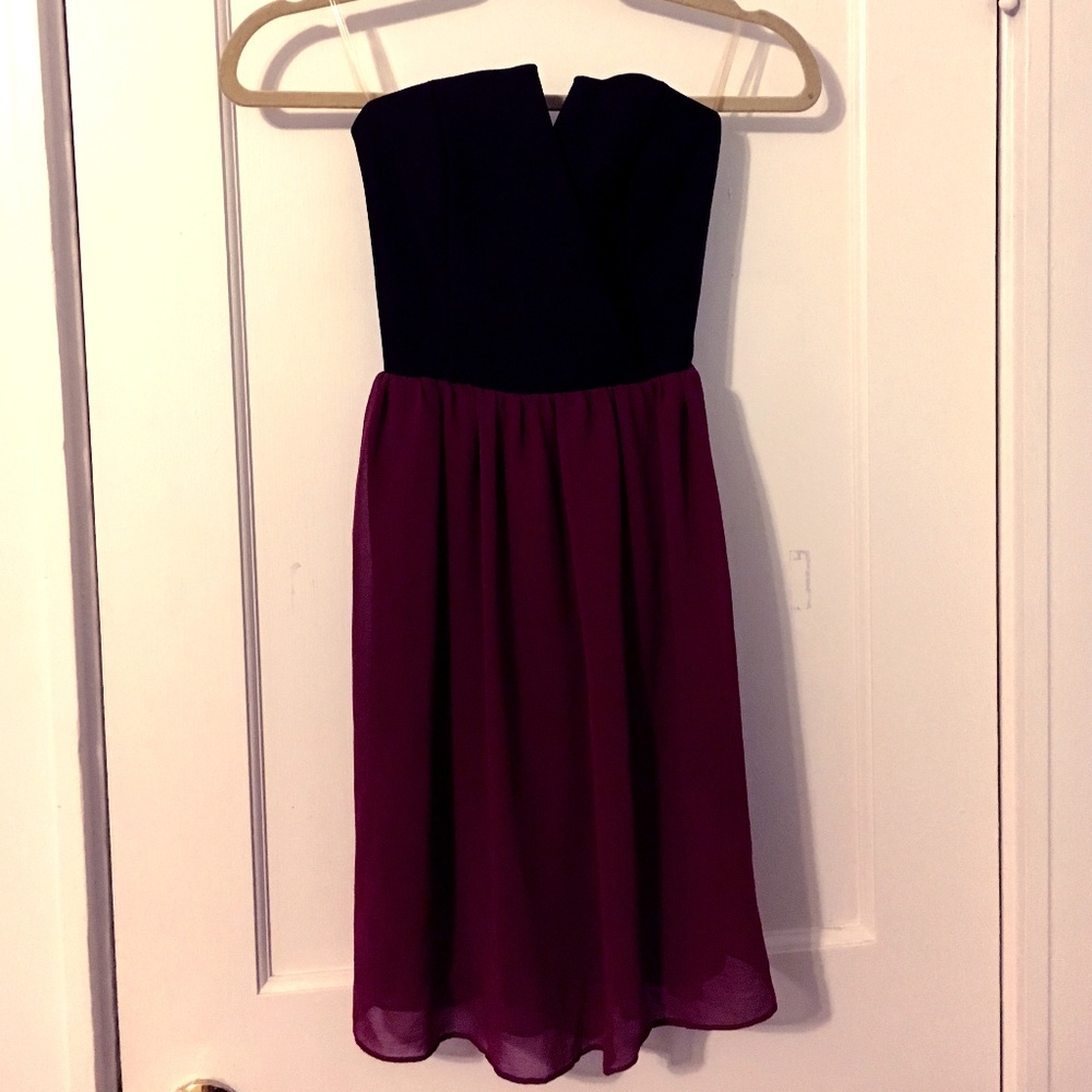 Mystic Strapless Rose Chiffon A-line Party Dress